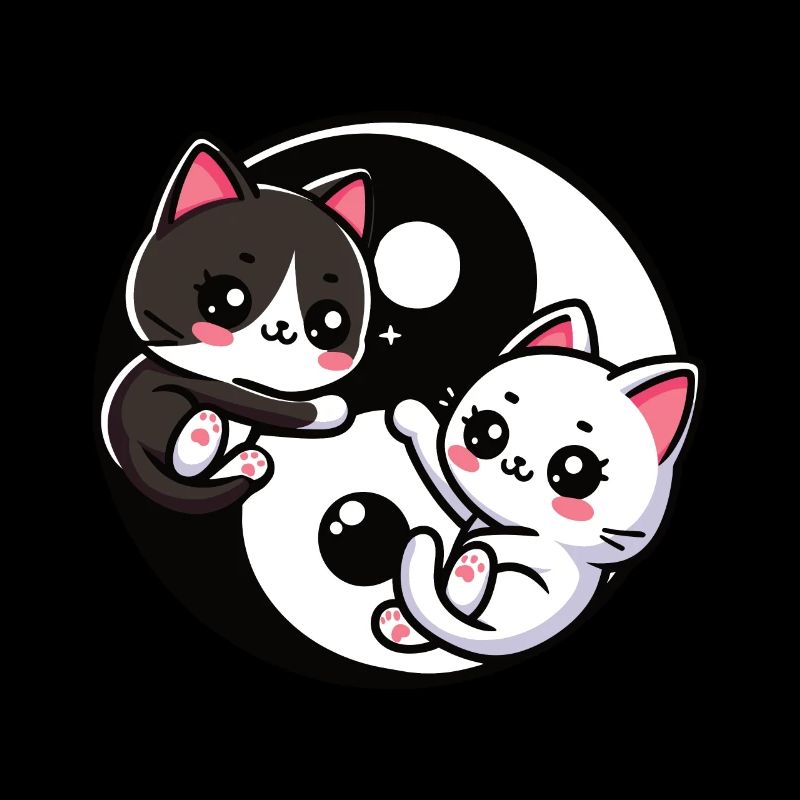 Ying Yang Kittens, black and white