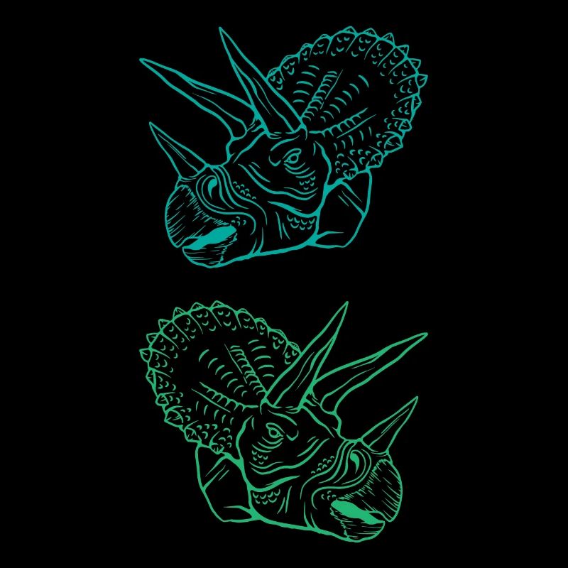 Triceratops Linienkunst Minimal Schwarz