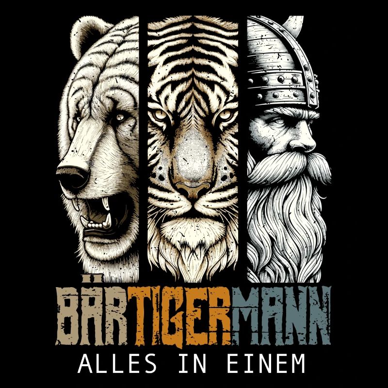 Bärtigermann Bär Tiger Mann Geschenk Bart Sprüche