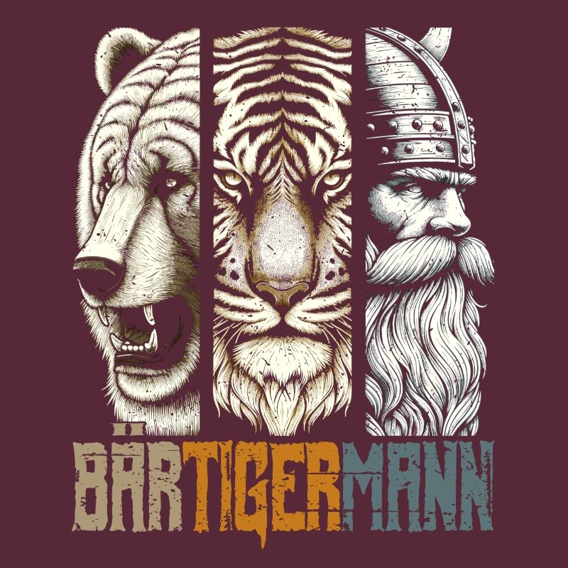 Bärtigermann Bär Tiger Mann Geschenk Bart Sprüche