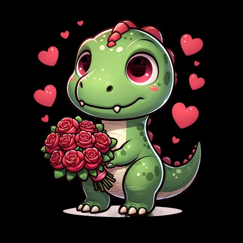 Bouquet de roses T-Rex Dino romantique Saint-Valentin