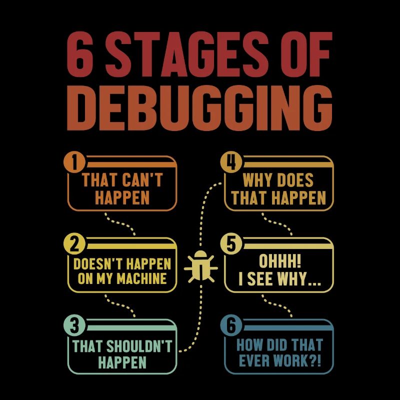 6 Stages of Debugging Softwareingenieur Coder