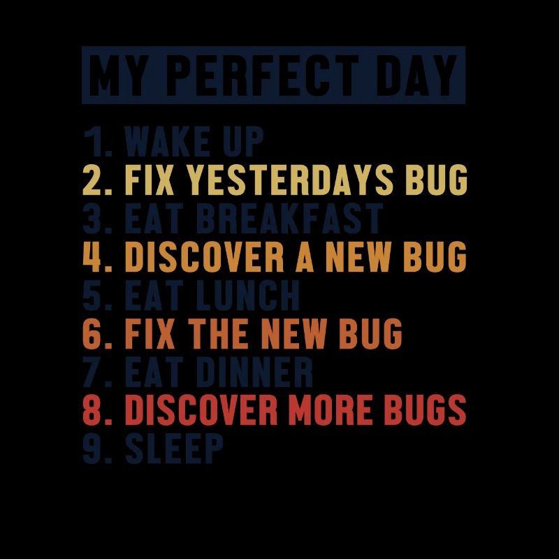 Fix Bugs Perfect Day Developer Coder Programmierer