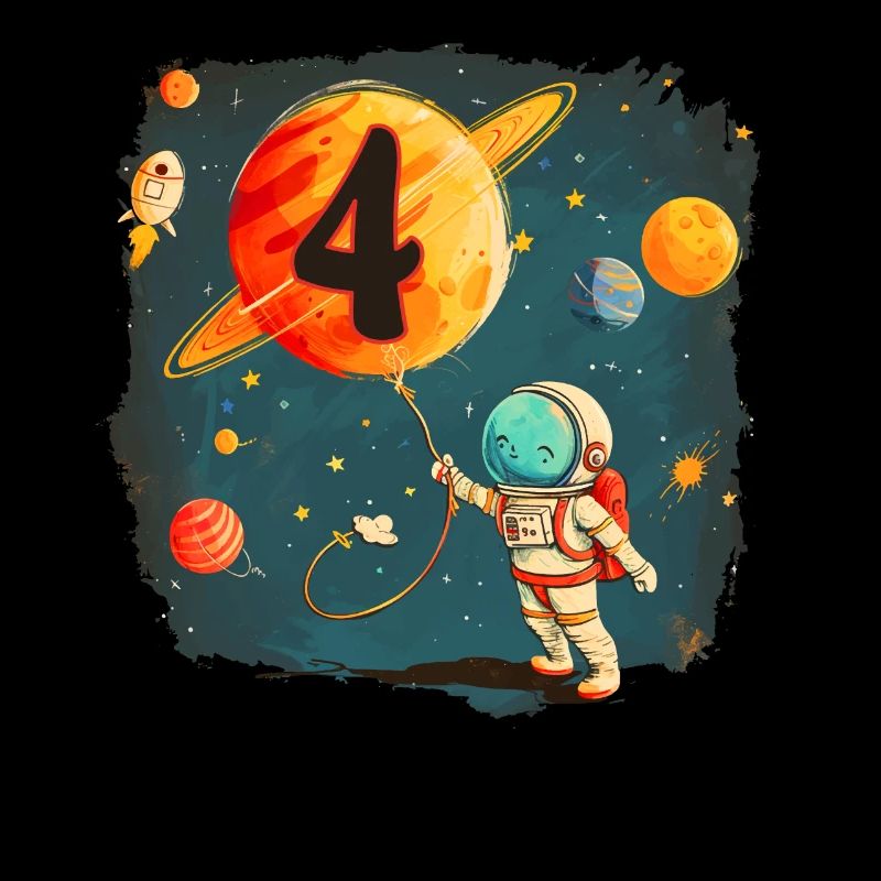 Astronaut Boy 4th Birthday Colorful Universe