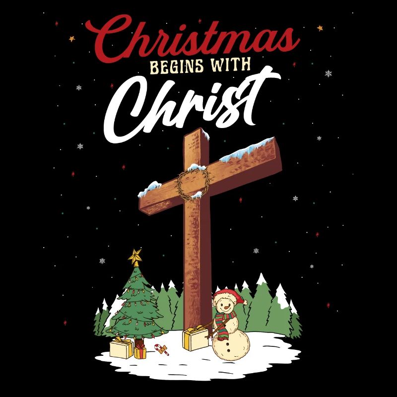 Weihnachten beginnt mit Christus Schneemann Christian