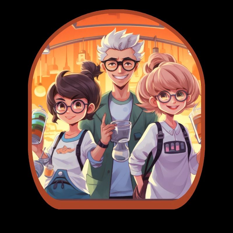 Anime Scientist Characters Cute Boba Tea Gaming