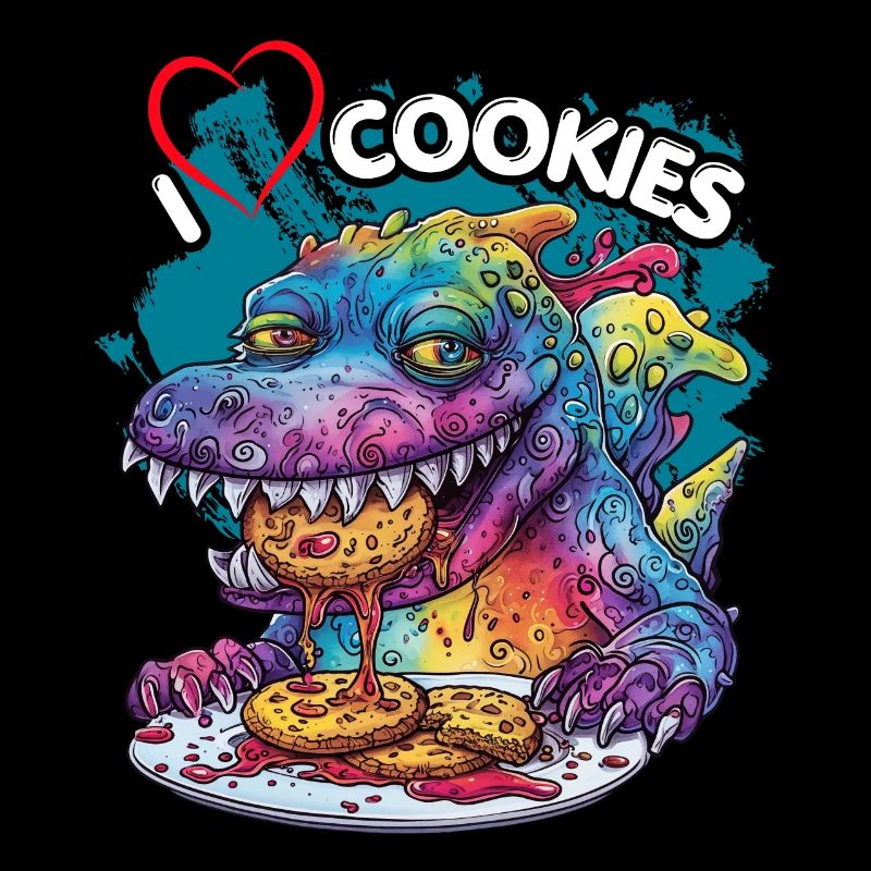 J’AIME LES BISCUITS, Monstre, Nourriture, Fun, Fun, Cookies,