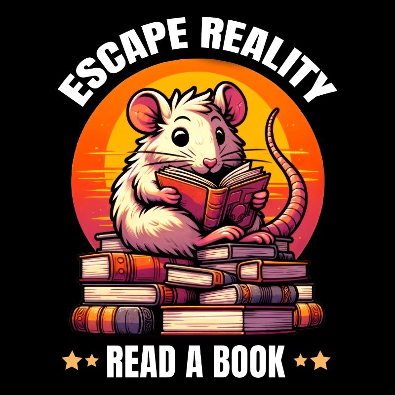 Escape Reality, Read a Book. Süße Ratte liest Buch