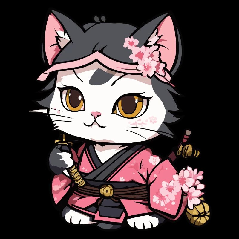 Samurai Katze & Kirschblüten #12