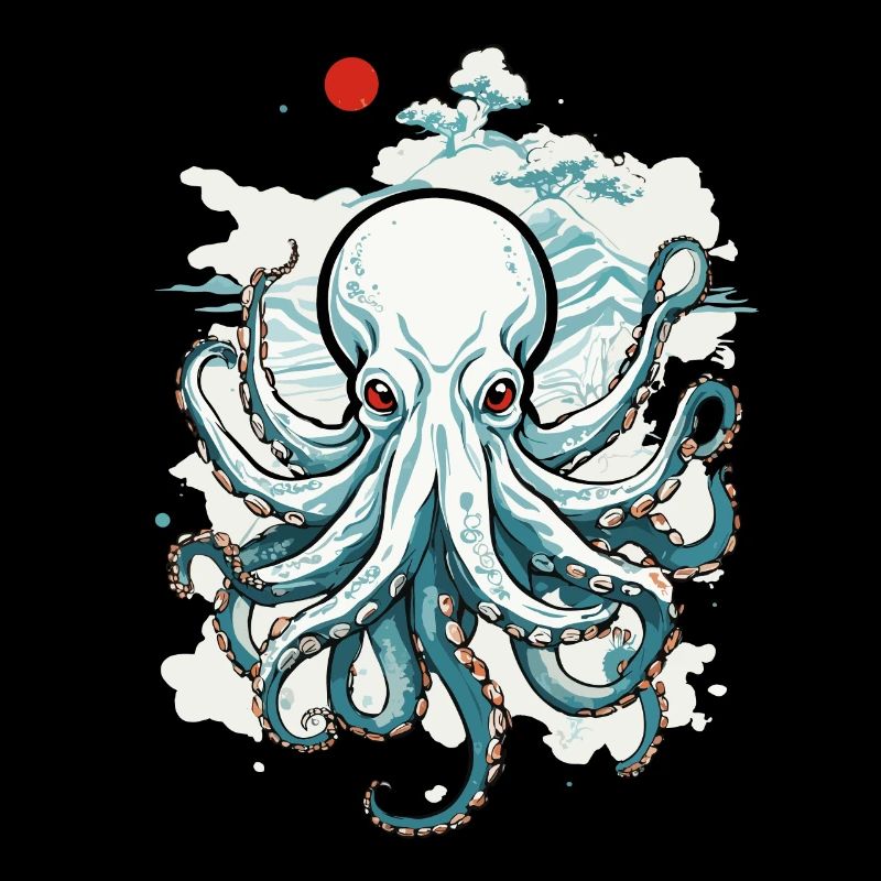 Pieuvre japonaise Octopus Ukiyo-E Sea Art