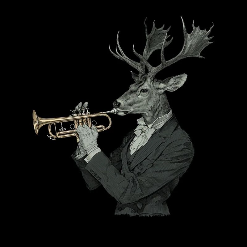 Elegante Hirsch Musiker Geweih Trompete