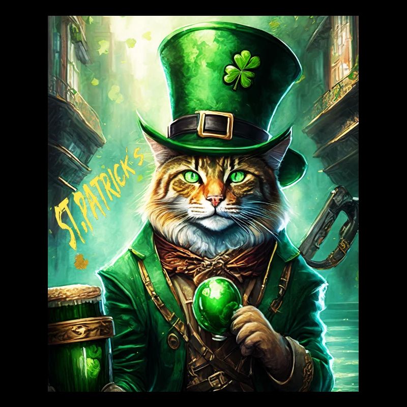 FÊTE DE LA SAINT-PATRICK CHAT BIÈRE TRÈFLE TRÈFLE
