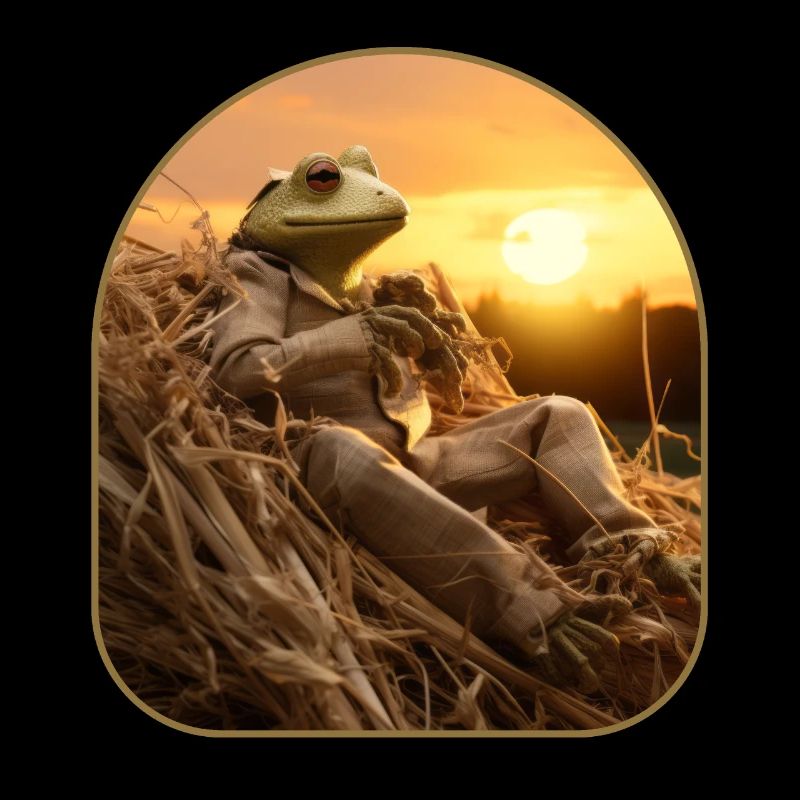 Frog Haystack Sunset Watching Countryside