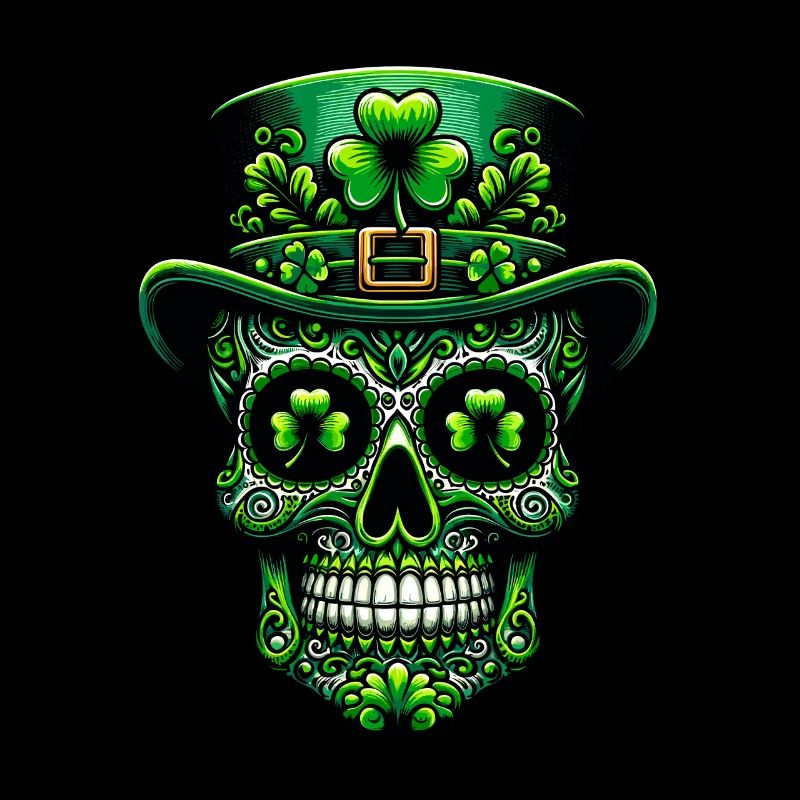 Sugar Skull Irish Ireland Shamrock St Patrick's Day