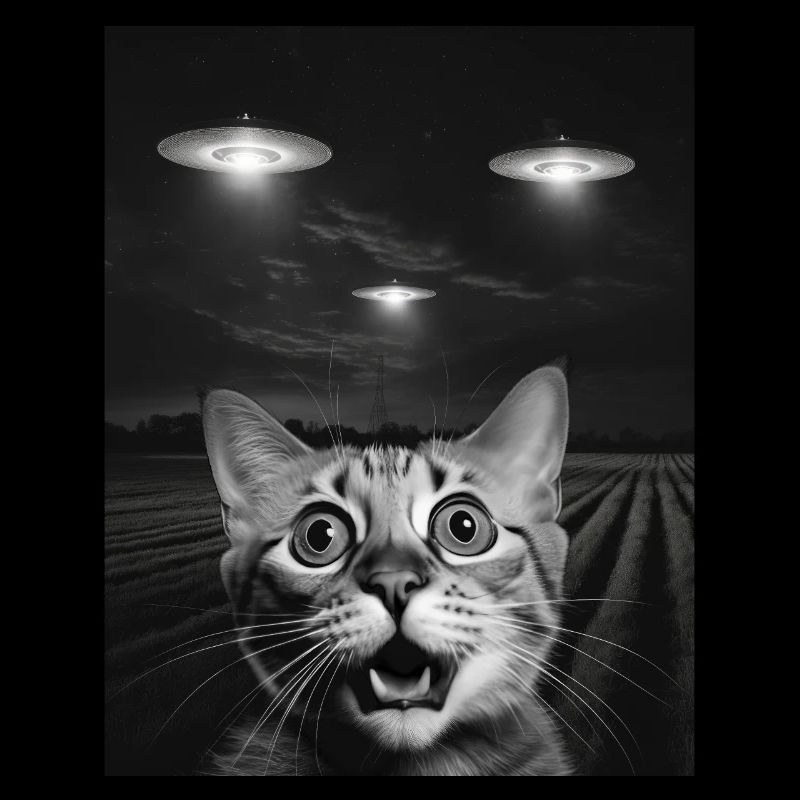 Drôle De Chats Selfie Devant Des OVNI Chat OVNI