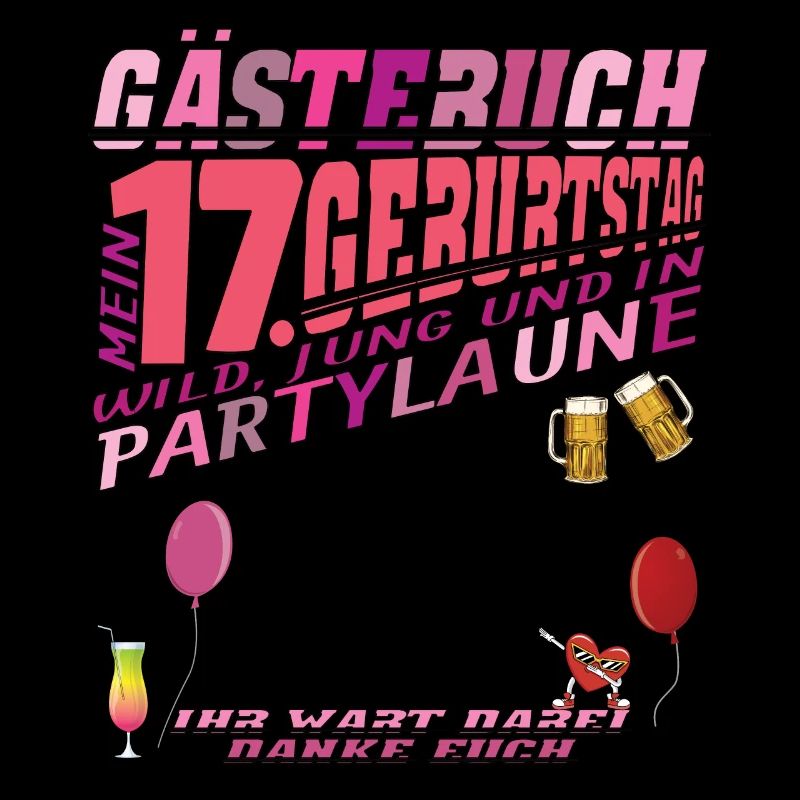 17. Geburtstag Mädchen & Junge Gästebuch