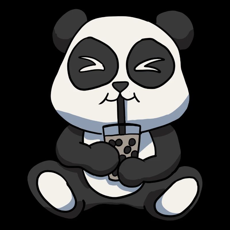 Anime Kawaii Bubble Tea Trinken Panda Bär Hand D