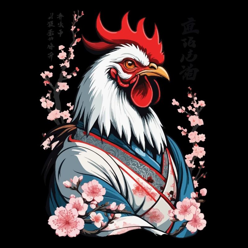 Samurai Bild Retro Design Hahn Kampfkunst