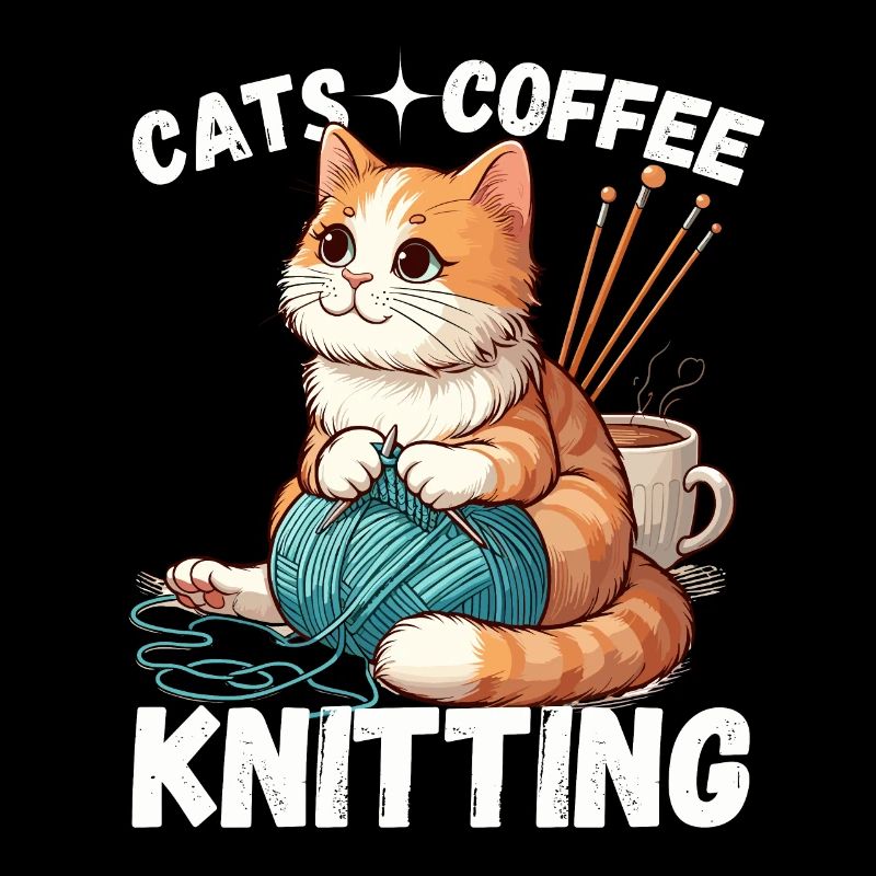 Katze Kaffee Stricken Handarbeit Wolle Hobby süß