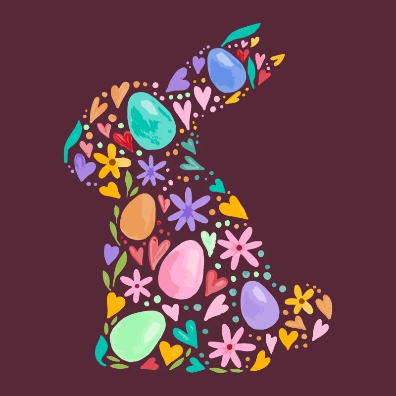 Colorful Easter Bunny Easter Eggs Flowers Easter Graphic