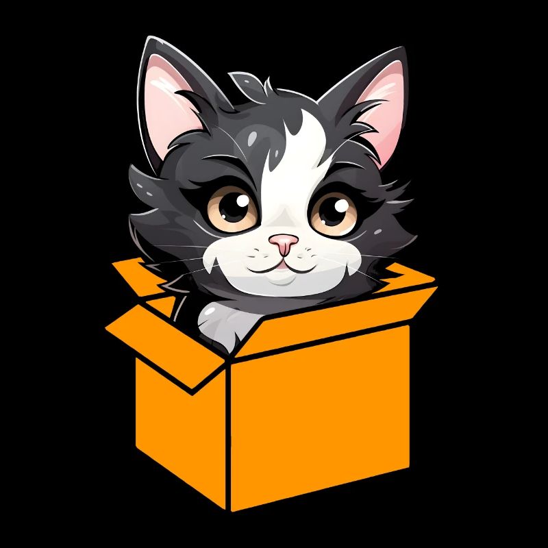 Cat In Box Retro Cute Cat Lover Funny