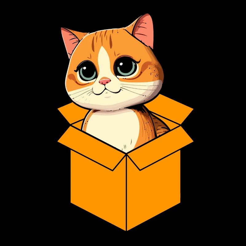 Cat In Box Retro Cute Cat Lover Funny
