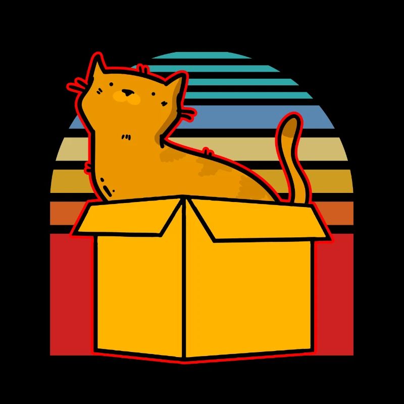 Cat In Box Retro Cute Cat Lover Funny