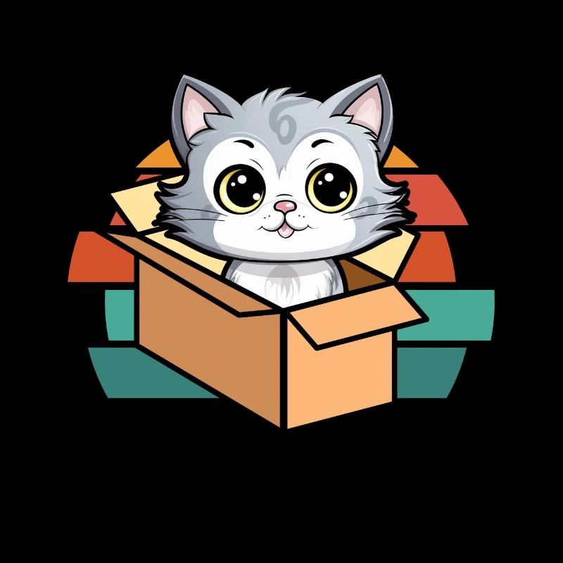 Cat In Box Retro Cute Cat Lover Funny