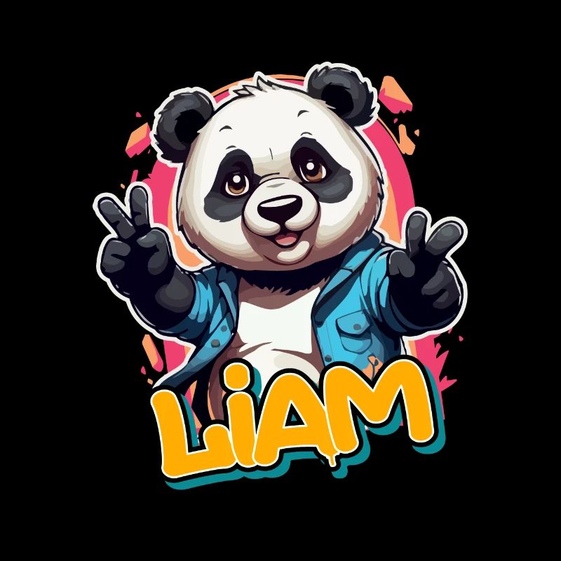 LIAM - Handsome Boy Name with Cool Panda