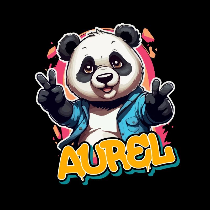 AUREL - Beau prénom de garçon avec un panda cool