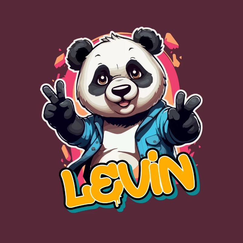 LEVIN - Beau nom de garçon avec Cool Panda