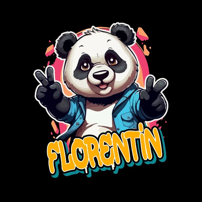 FLORENTIN - Beau prénom de garçon avec panda cool