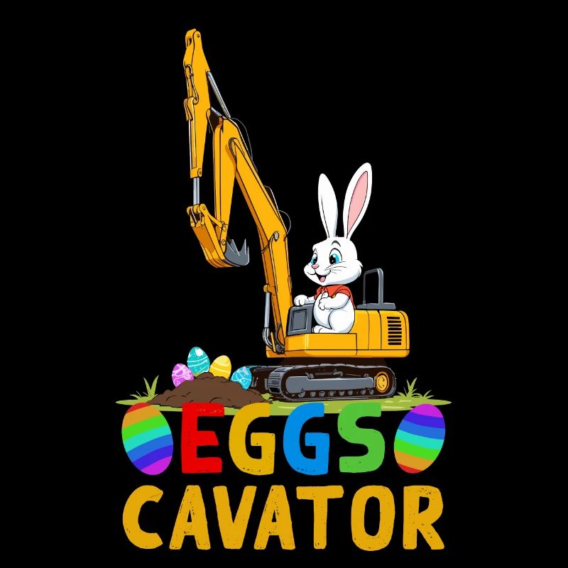 Funny Easter Saying Easter Bunny Excavator Driver