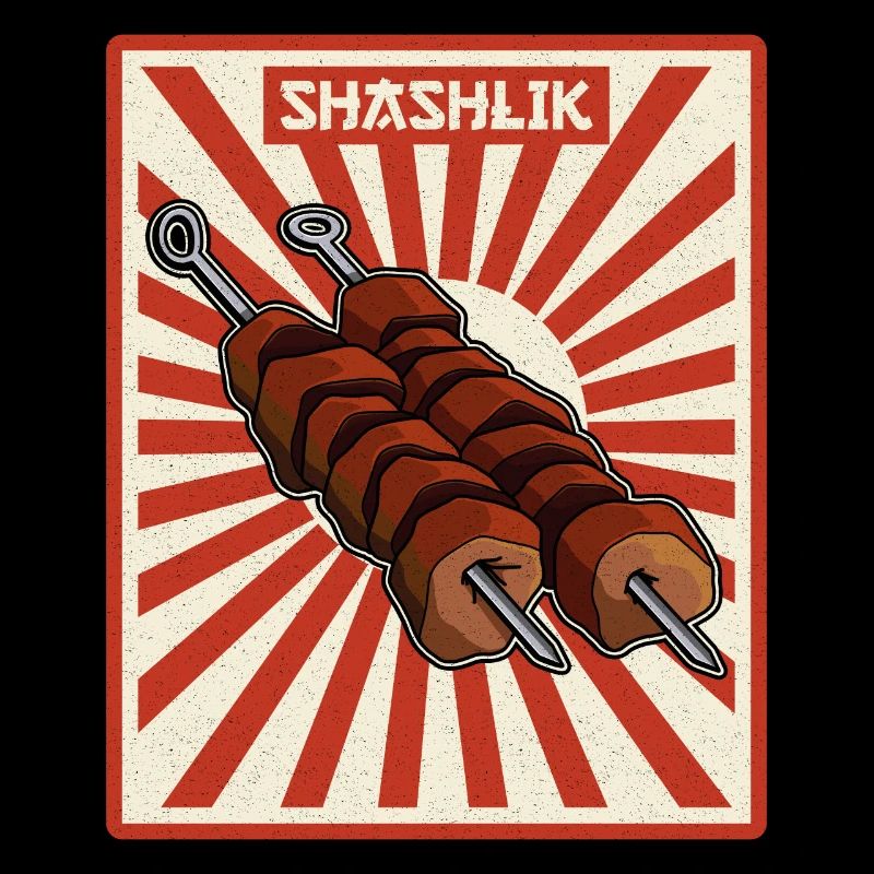 Schaschlik Flüsterer Retro Russland Fleisch
