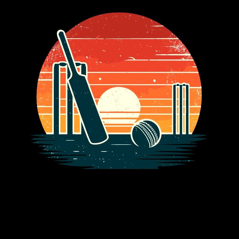 Retro Cricket Schläger Cricketer Batsman Bowler