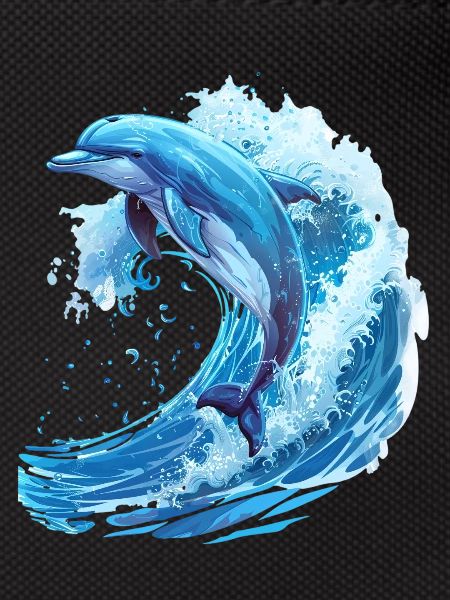 Springender Delfin in Blauer Welle