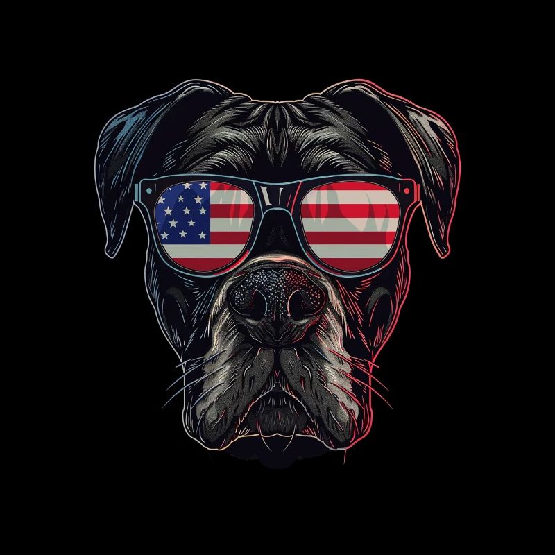 Boxer with American Sunglasses