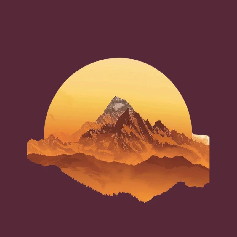Sunset Mountains Circular Shape