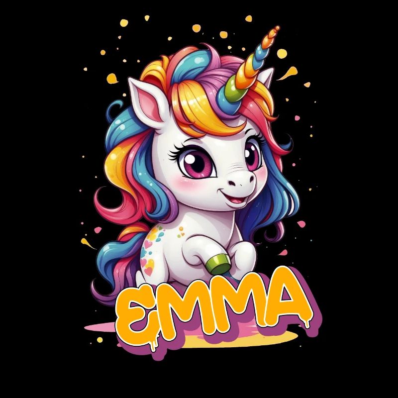 EMMA - Schöner Mädchen Name mit süßem Einhorn