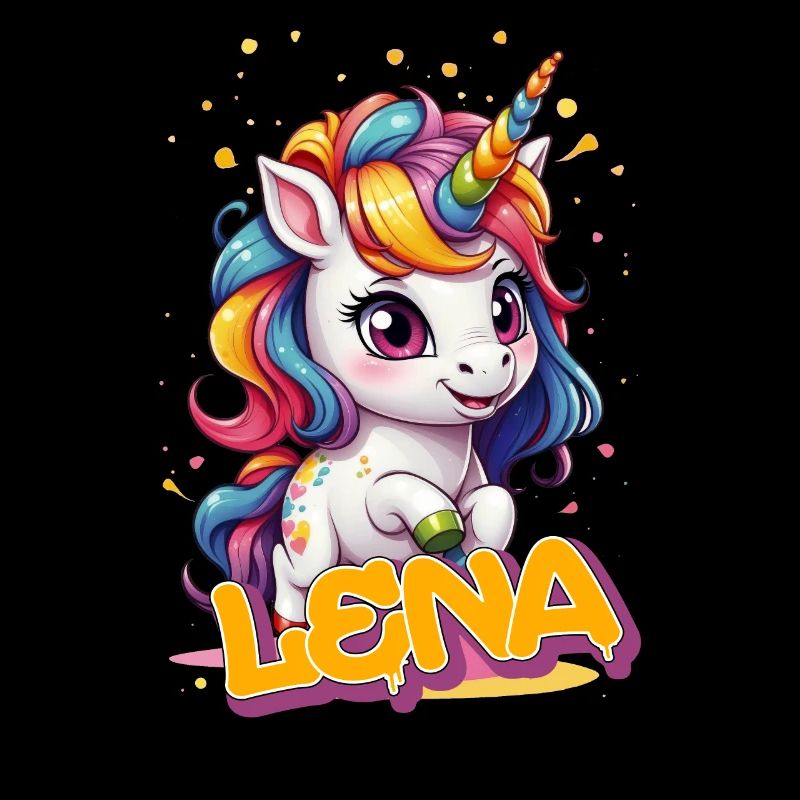 LENA - Schöner Mädchen Name mit süßem Einhorn
