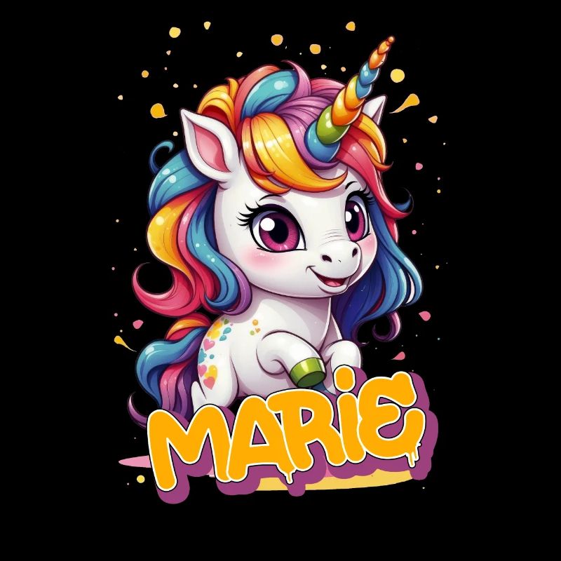 MARIE - Schöner Mädchen Name mit süßem Einhorn