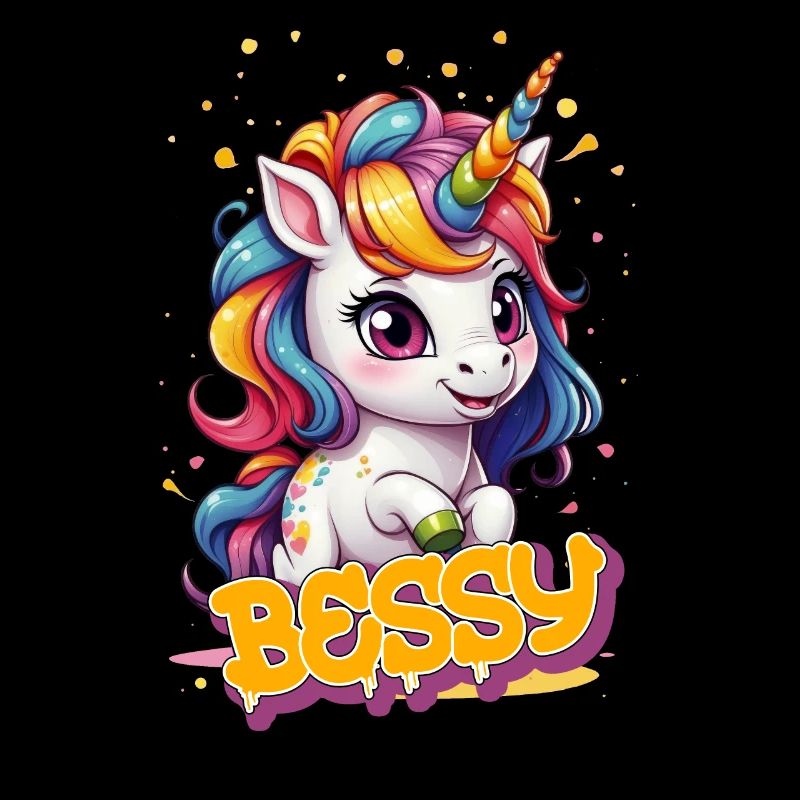 BESSY - Schöner Mädchen Name mit süßem Einhorn