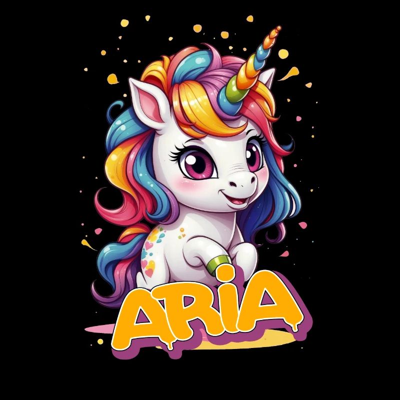 ARIA - Schöner Mädchen Name mit süßem Einhorn