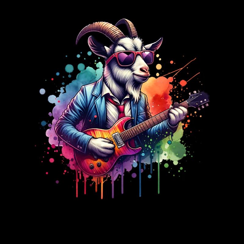 Cool Goat Playing Guitar Band Design