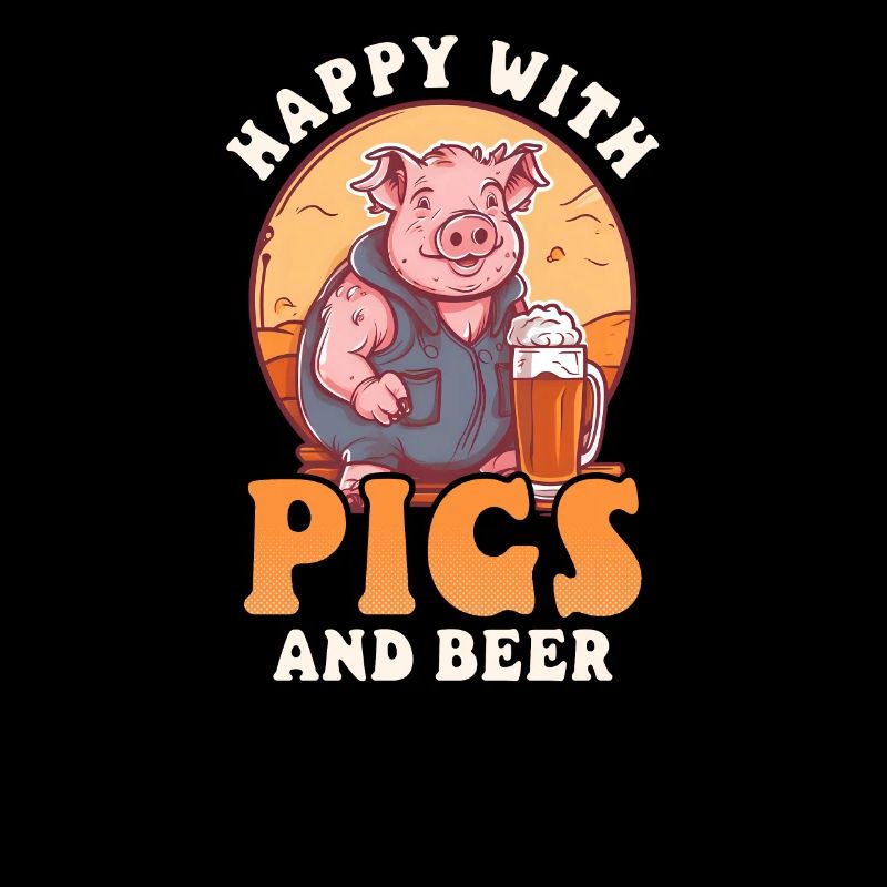 Schweinebauer Glücklich Mit Schweinen Und Bier
