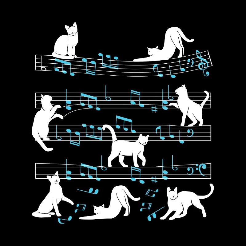 Cats playing with music note cat