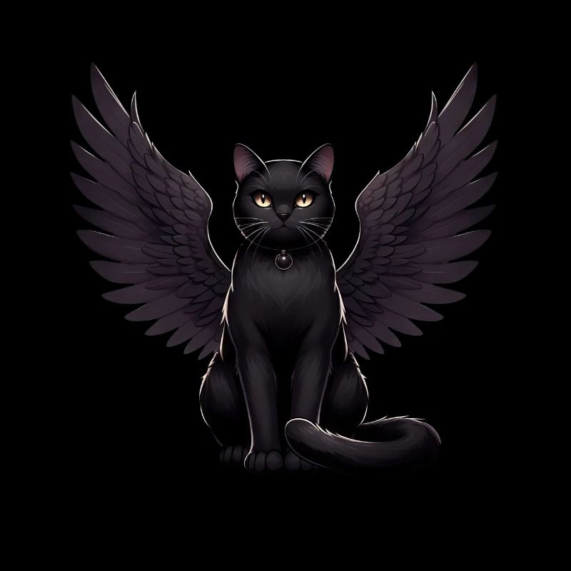 Schwarze Katze Gothic Engel Dark Angel