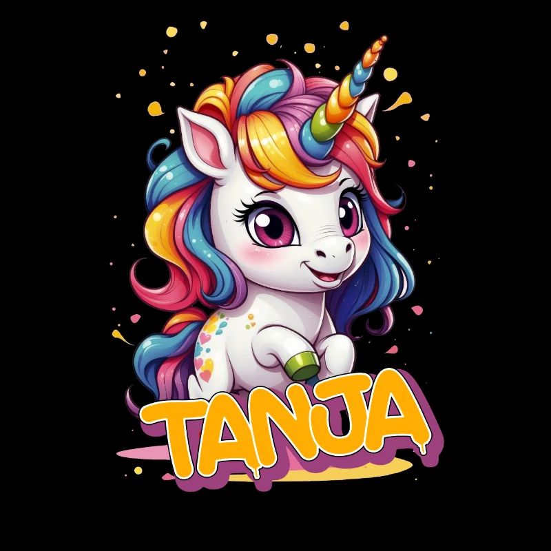 TANJA - Schöner Mädchen Name mit süßem Einhorn