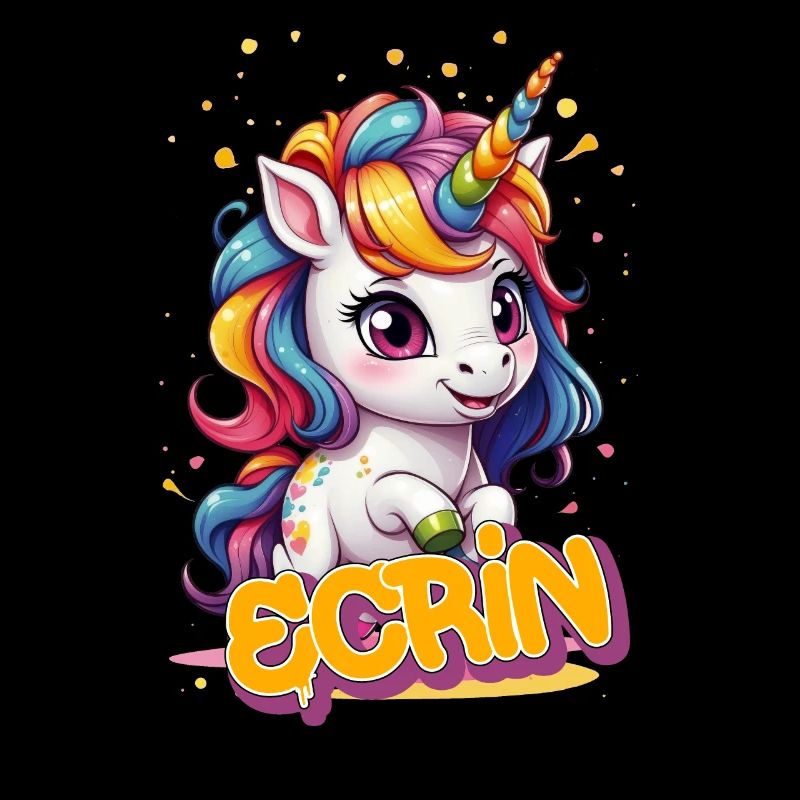 ECRIN - Schöner Mädchen Name mit süßem Einhorn
