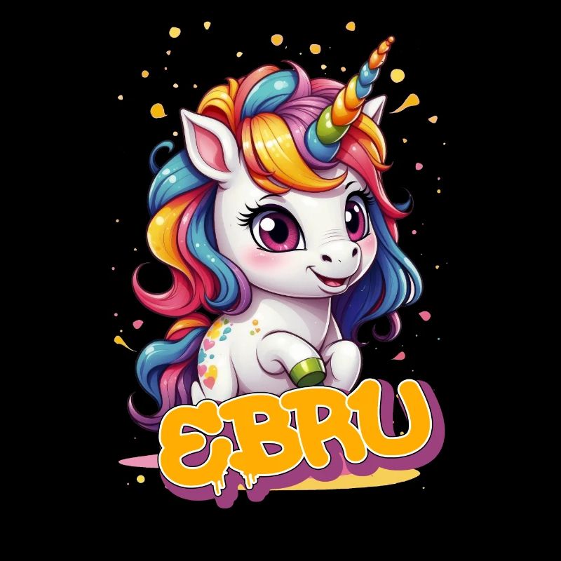 EBRU - Schöner Mädchen Name mit süßem Einhorn